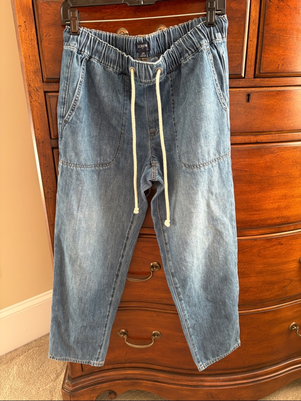 J. Crew Factory Light Blue Drawstring Cropped Jeans